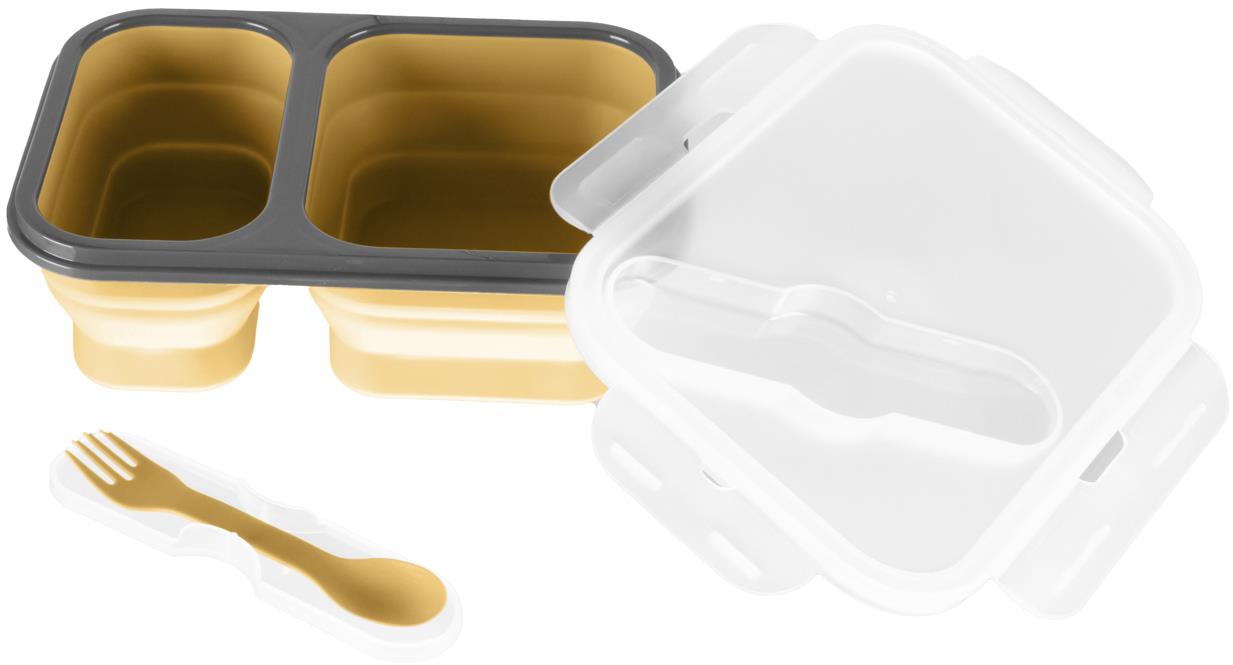Svačinový box s příborem velký Mustard Yellow