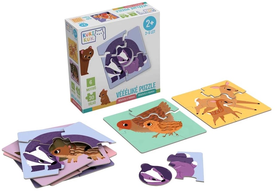KukiKuk Véééliké puzzle Mláďata s mámou