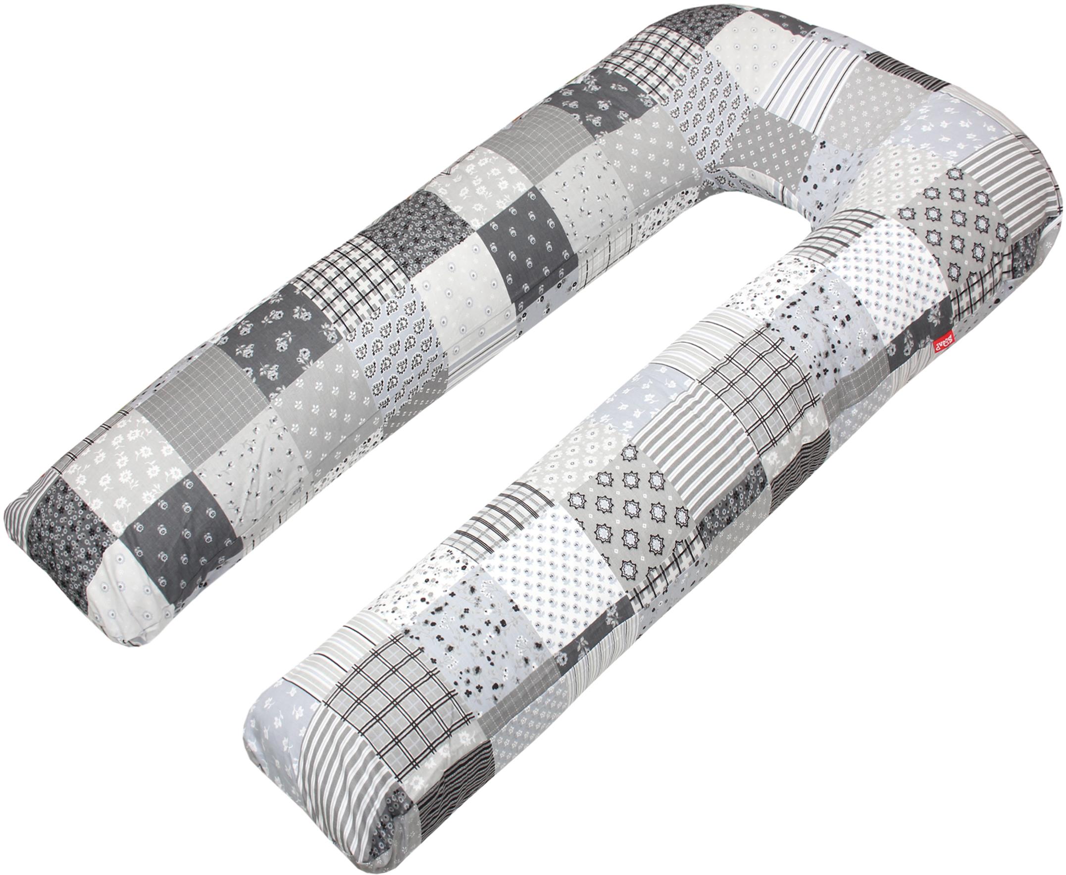 SCAMP Těhotenský polštář/tvar U 75 x 135 cm Patchwork šedá