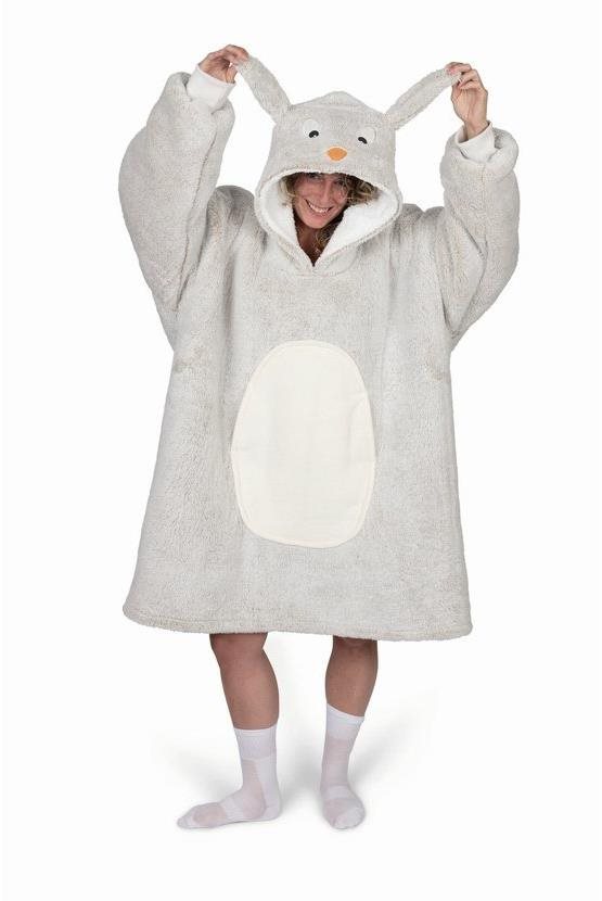 Cozy Noxxiez Králík - hřejivá televizní mikinová deka s kapucí pro teenagery a dospělé