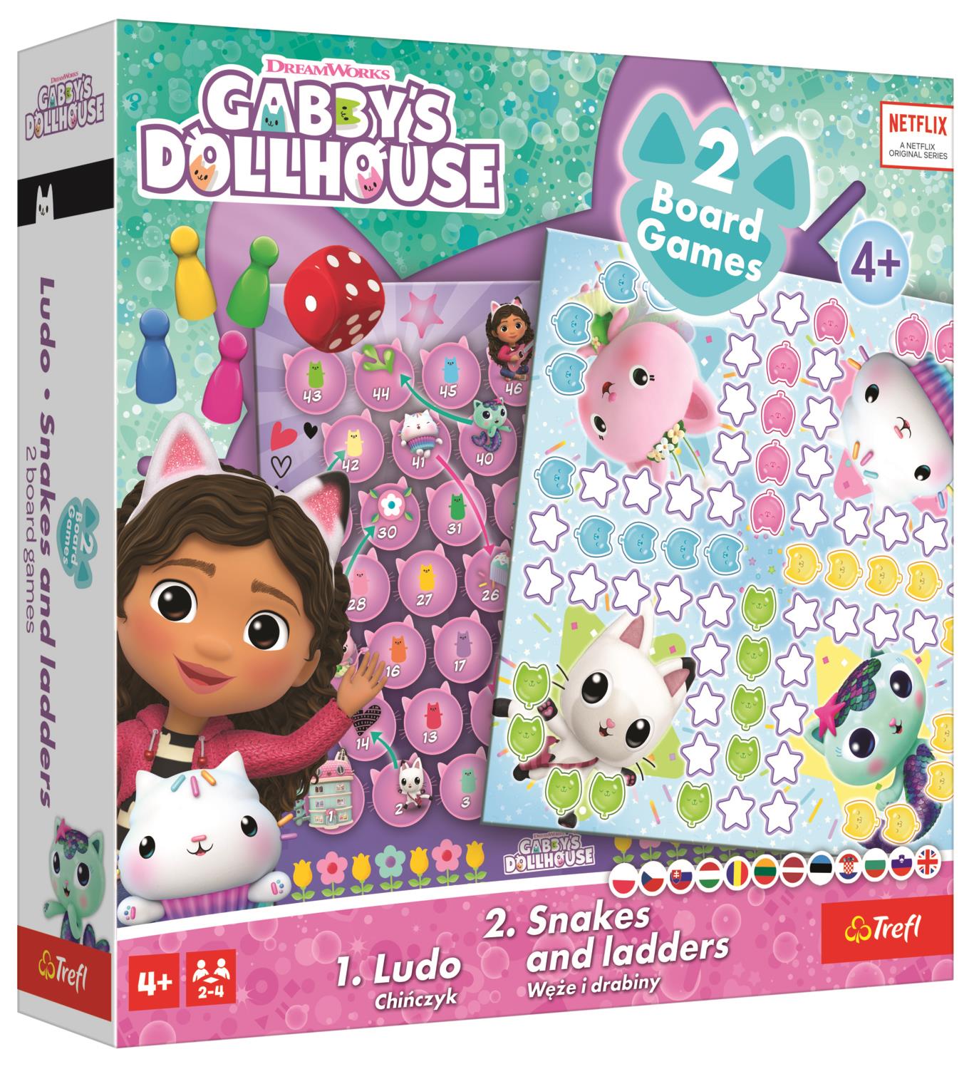 Trefl Soubor her 2v1 Člověče, nezlob se, Hadi a žebříky Gabby´s Dollhouse