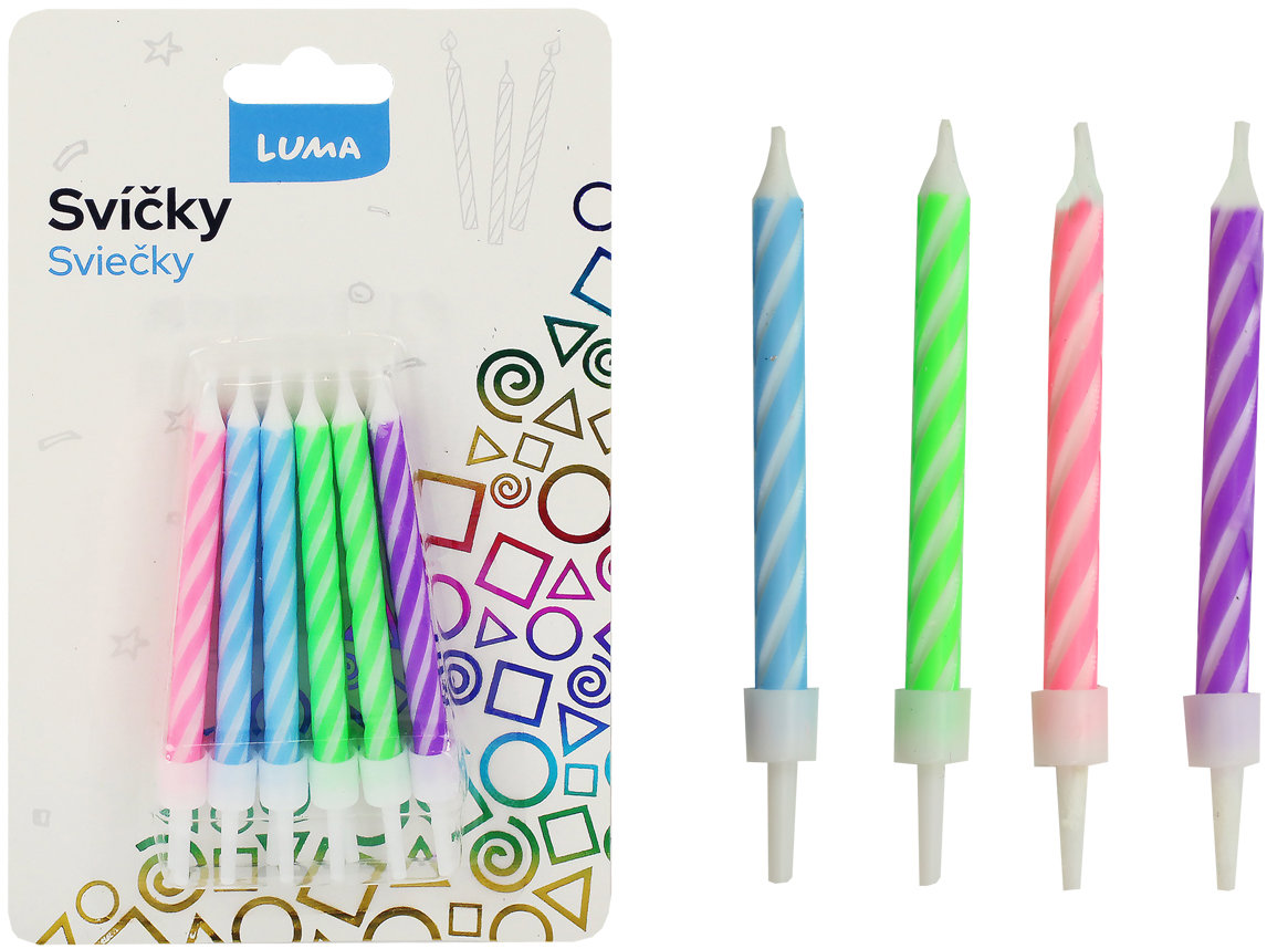 LUMA Trading svíčka Spirála 12 ks, pastel