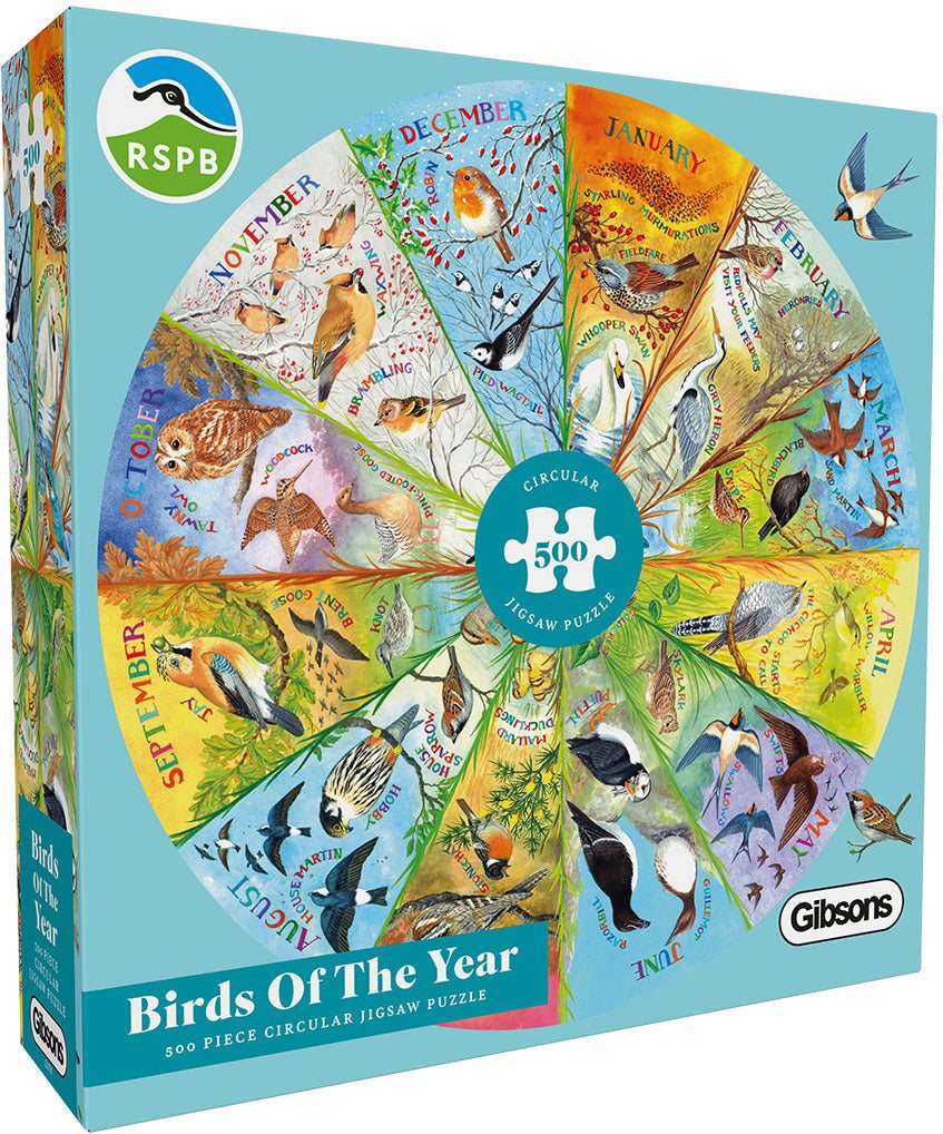 GIBSONS Kulaté puzzle RSPB: Ptáci roku 500 dílků