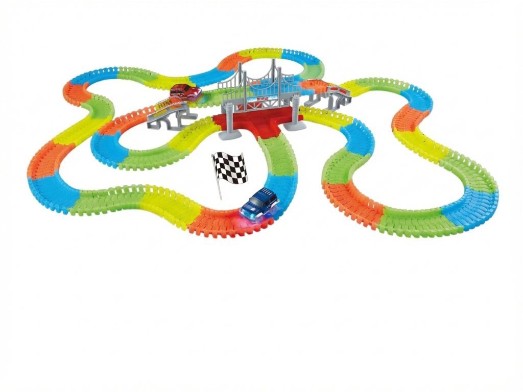 Mamido Svítící autodráha Glow Tracks 480 dílů, 730 cm