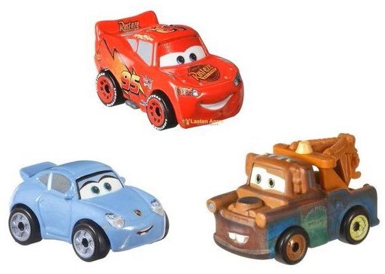 Mattel Disney Cars Mini Racers 3 ks Sally, McQueen, Mater