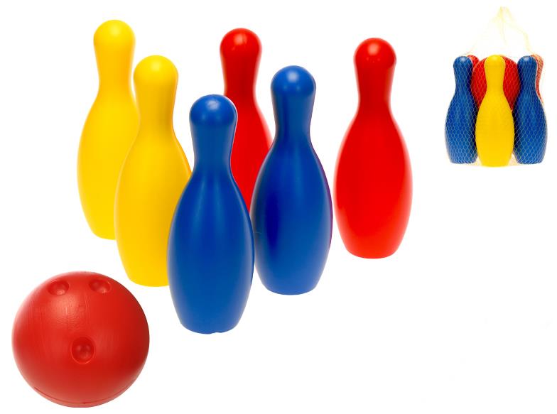 Mikro-Trading kuželky 19 cm, 6ks s míčkem v síťce