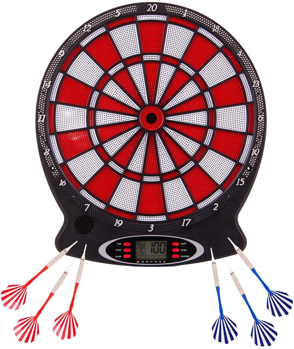 Elektronický terč enero 43 cm + 6 šipek, červeno-bílý