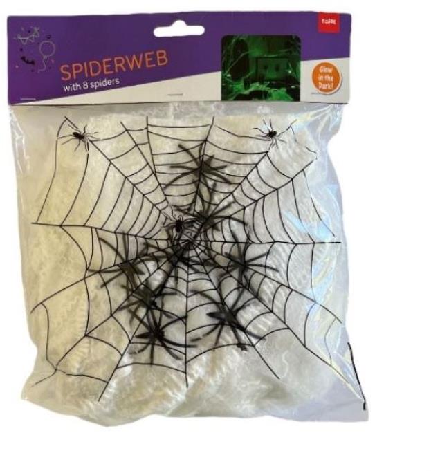 Svítící pavučina s pavouky 100 g + 5 pavouků