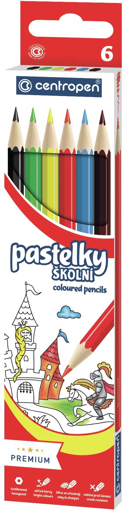 Šestihranné pastelky CENTROPEN 9520 v šesti barvách