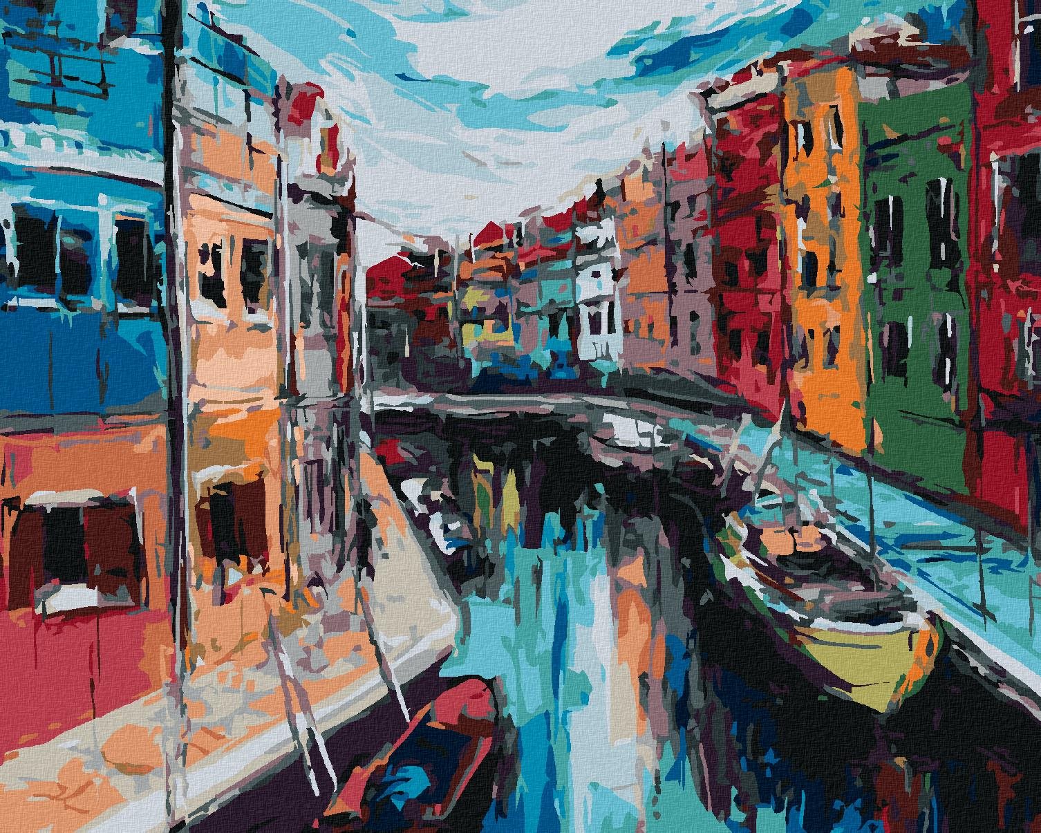 Zuty - Malování Podle Čísel - Domy V Buranu, 80X100 Cm, Plátno+Rám