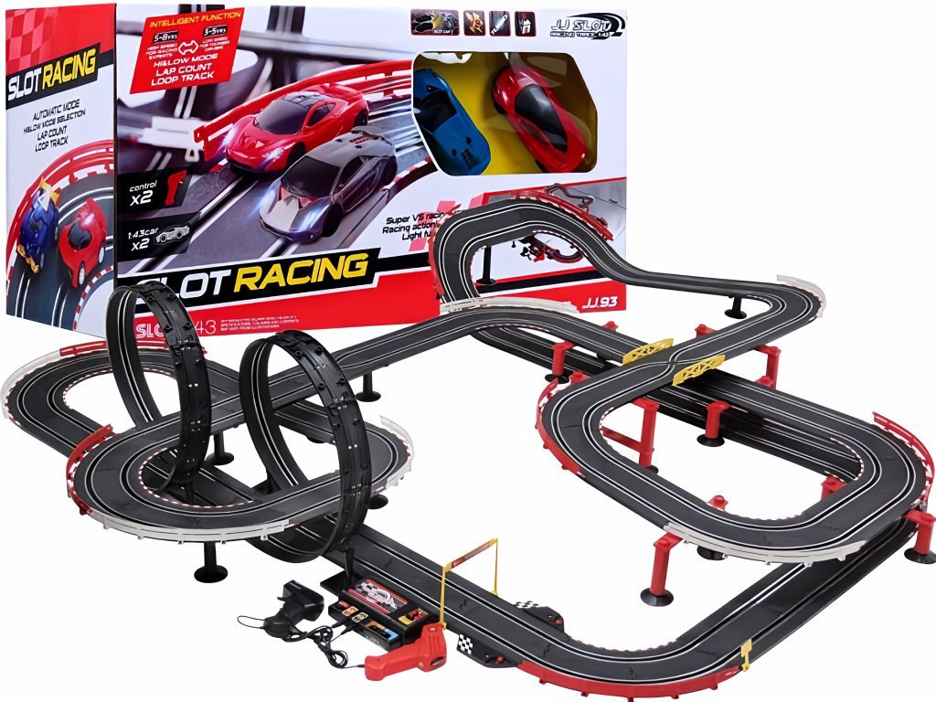 iMex Toys GIGANT Největší autodráha se zatáčkami, 2 auta, 1420 cm
