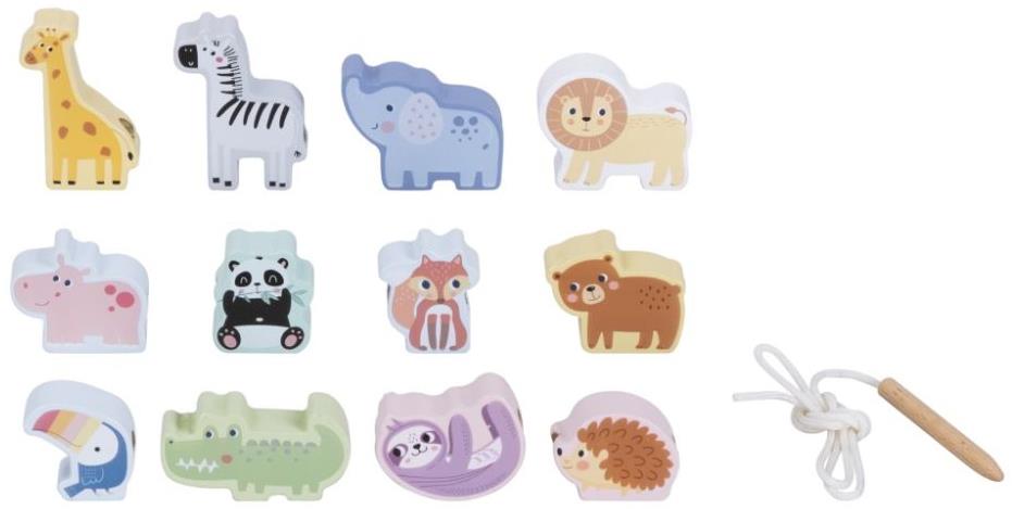 eliNeli Navlékání korálků, dřevěné zvířátka ze ZOO