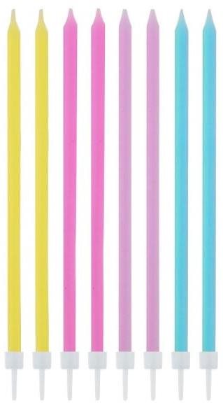Narozeninové svíčky - pastelové dlouhé,14,5 cm 16 ks