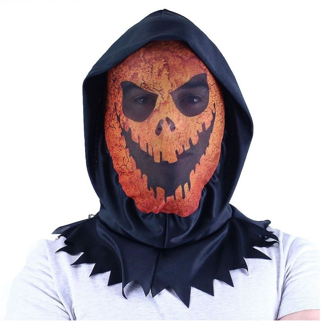 Maska dýně - pumpkin oranžová textilní - halloween