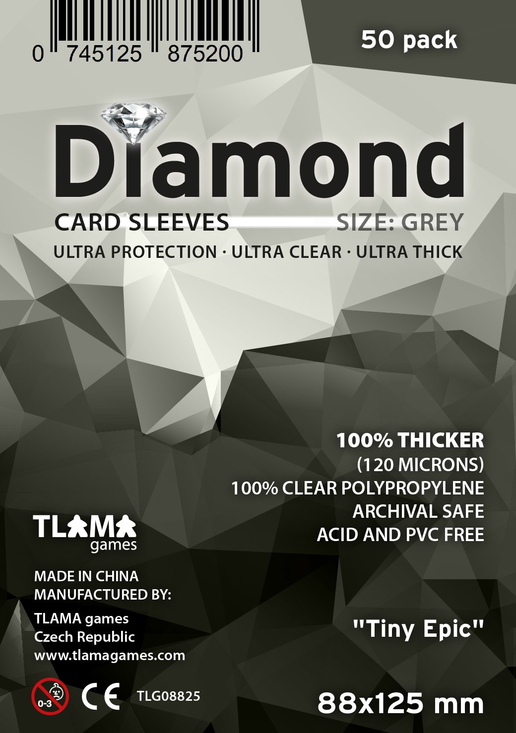 TLAMA games Obaly na karty Diamond Grey: Tiny Epic, 100 ks, 88 × 125 mm