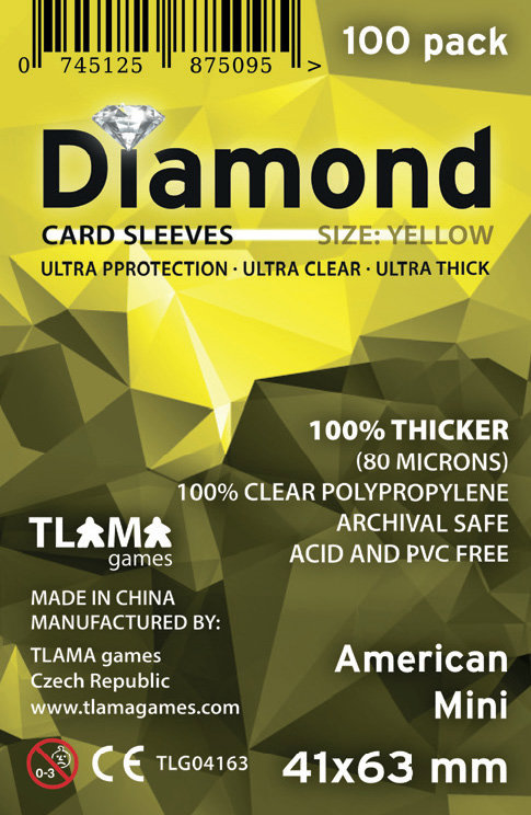 TLAMA games Obaly na karty Diamond Yellow: American Mini, 200 ks, 41 × 63 mm