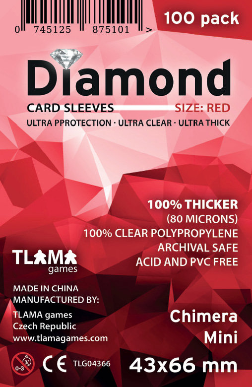 TLAMA games Obaly na karty Diamond Red: Chimera Mini, 200 ks, 43 × 66 mm