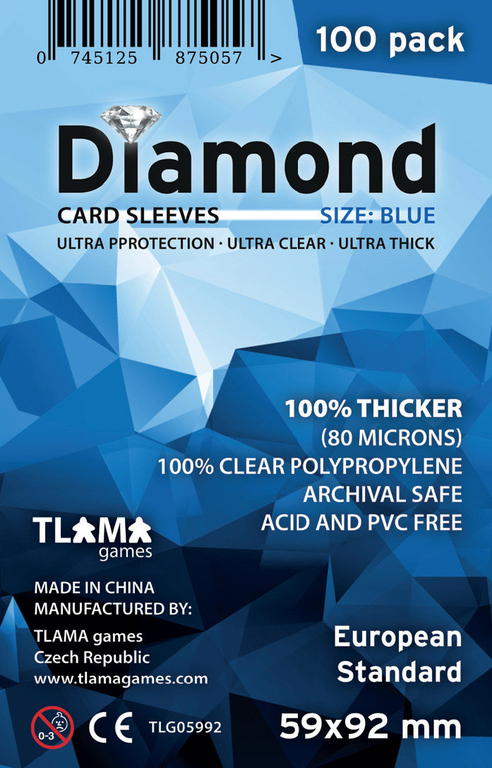 TLAMA games Obaly na karty Diamond Blue: European Standard, 200 ks, 59 × 92 mm