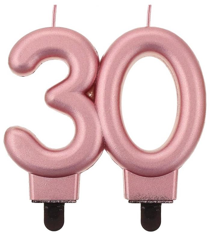 GoDan Svíčka dortová číslice metalická, růžová, 30