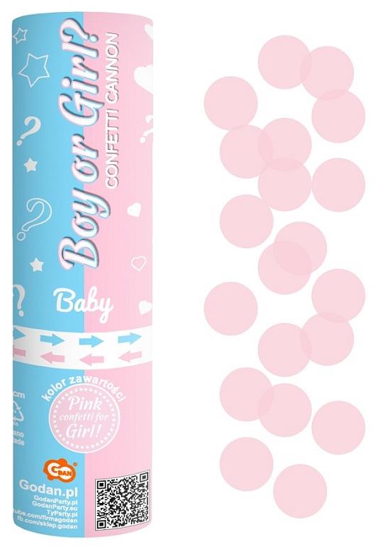 GoDan Vystřelovací konfety 15 cm - růžové kolečka