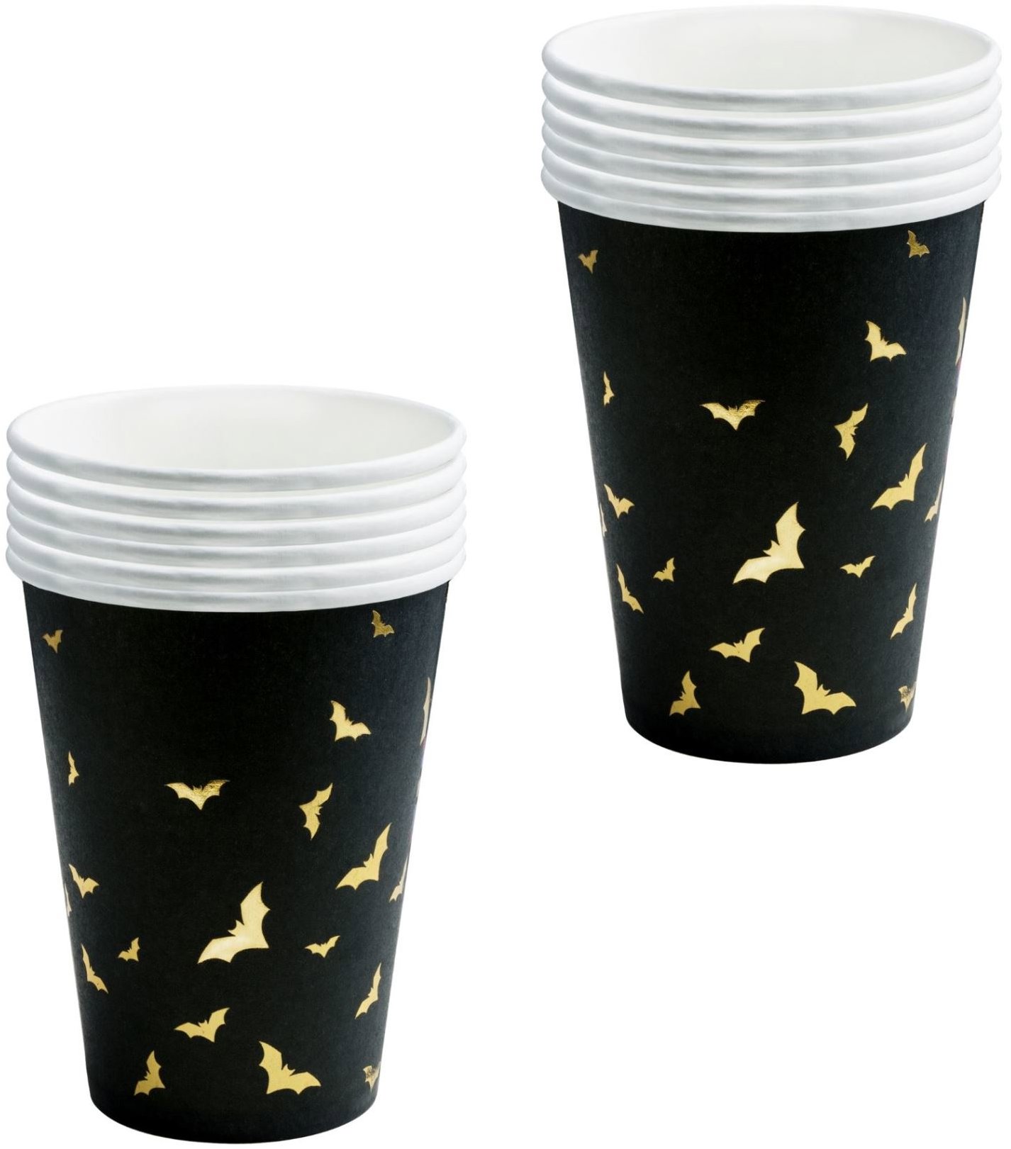 PARTYDECO Papírové kelímky, Halloween netopíři, 12 ks, 220 ml
