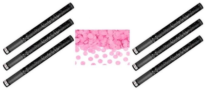 PARTYDECO Sada konfety 60 cm 6 ks růžové kolečka, narození holky, gender reveal, baby shower