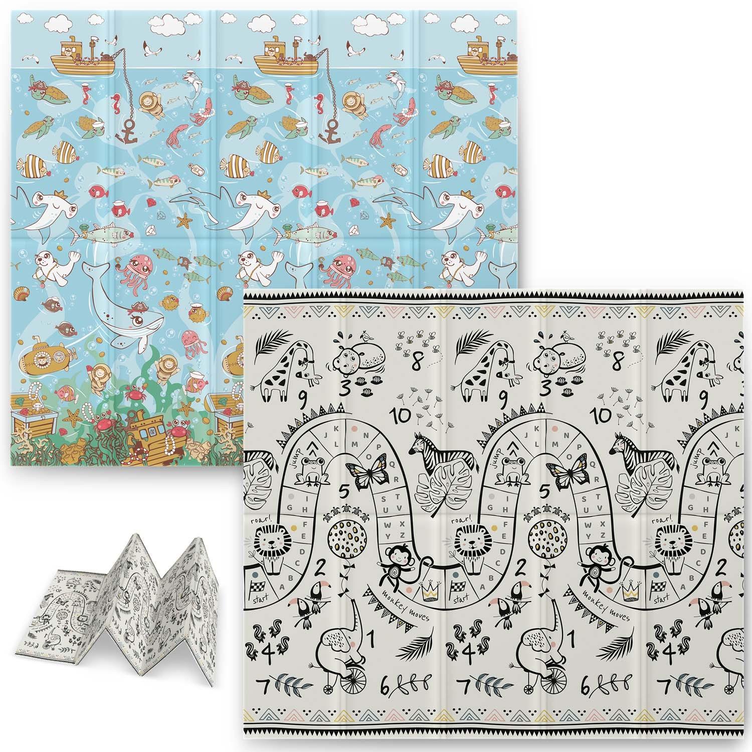 Nukido NK-340 Vzdělávací skládací pěnová podložka 200 × 180 × 1 cm ocean-safari