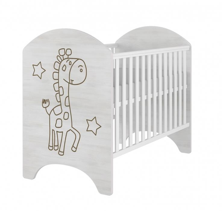 BabyBoo Dětská postýlka LUX žirafka 120 × 60cm, gravírovaný obrázek
