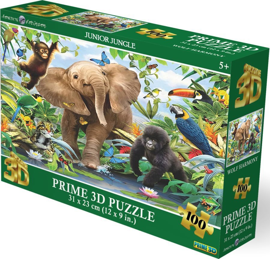 Prime 3D Puzzle s 3D efektem 100 dílků Mláďata v džungli