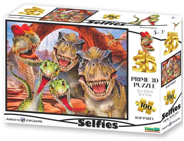 Prime 3D Puzzle s 3D efektem 100 dílků Selfie: Dinosauří party