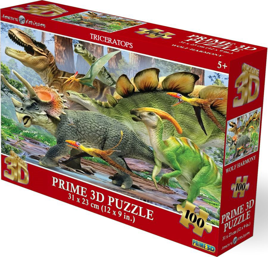 Prime 3D Puzzle s 3D efektem 100 dílků Triceratops
