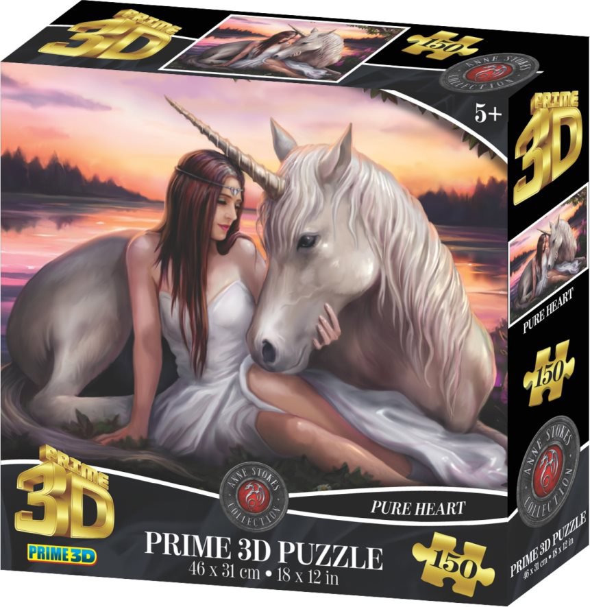 Prime 3D Puzzle s 3D efektem 150 dílků Anne Stokes: Čisté srdce