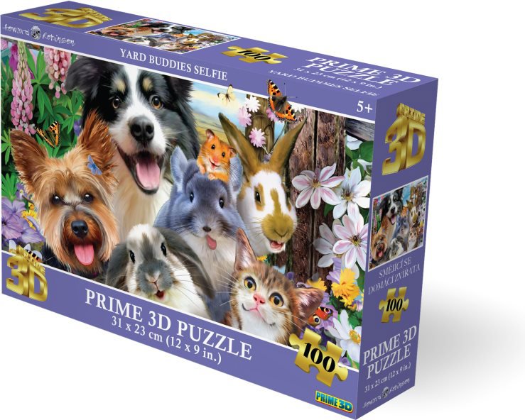 Prime 3D Puzzle s 3D efektem 100 dílků Selfie: Kamarádi ze dvorku