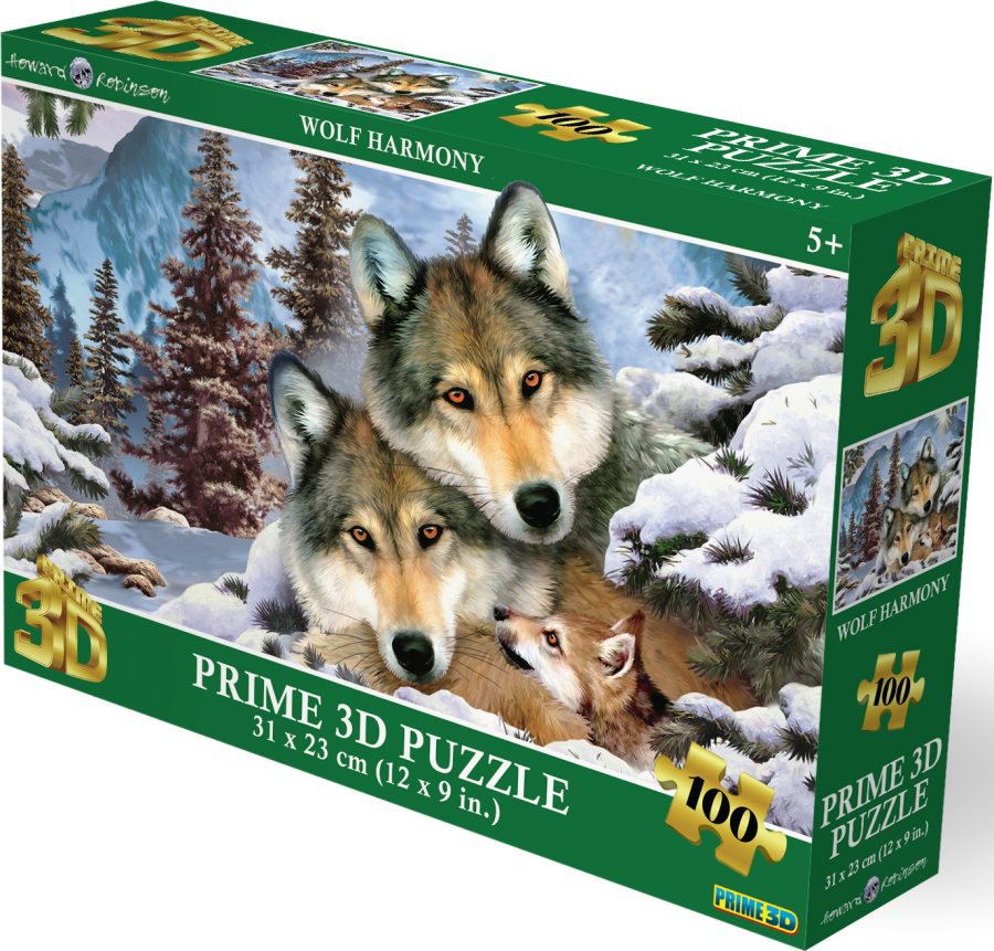 Prime 3D Puzzle s 3D efektem 100 dílků Vlčí souznění