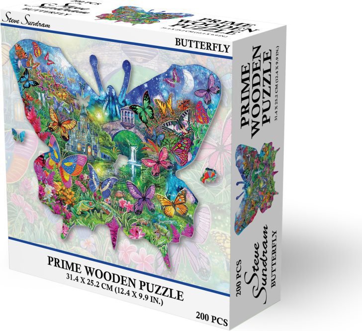 Dřevěné puzzle Prime 3D 200 dílků Motýl