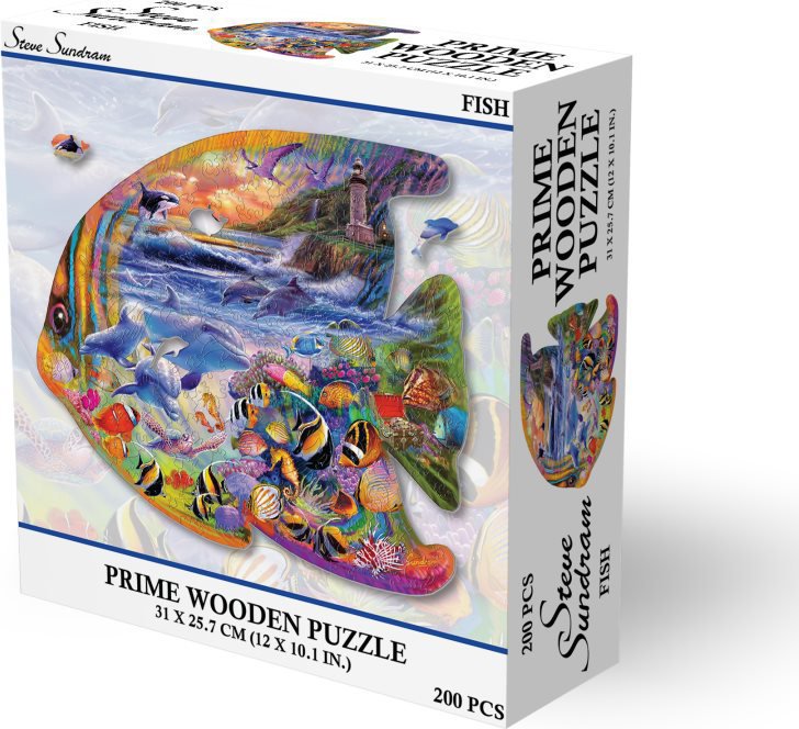 Dřevěné puzzle Prime 3D 200 dílků Rybka