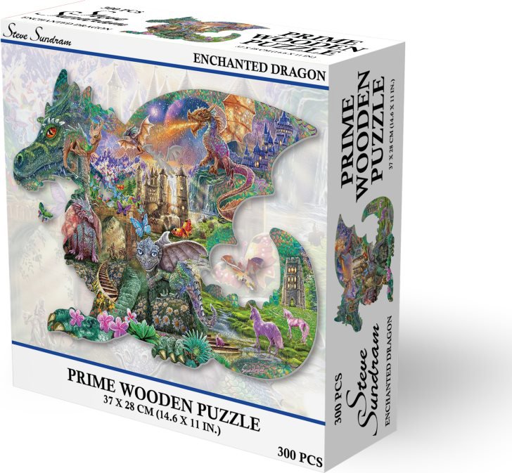 Dřevěné puzzle Prime 3D 300 dílků Začarovaný drak