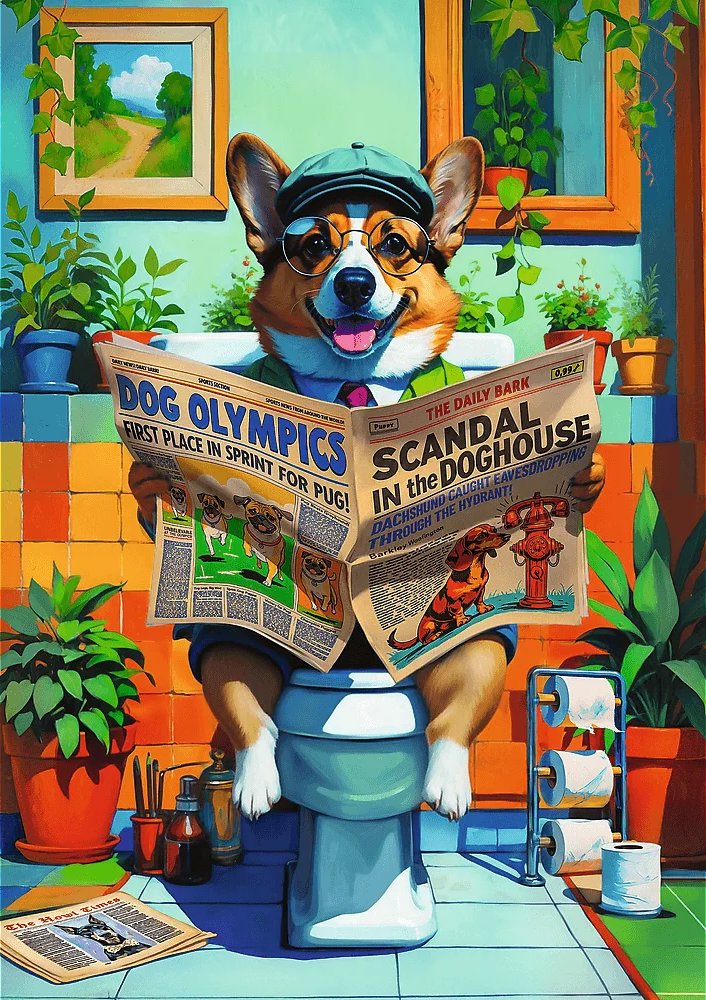 TREFL Puzzle Premium Plus Pets & People Stuff: Corgi na záchodě 1000 dílků