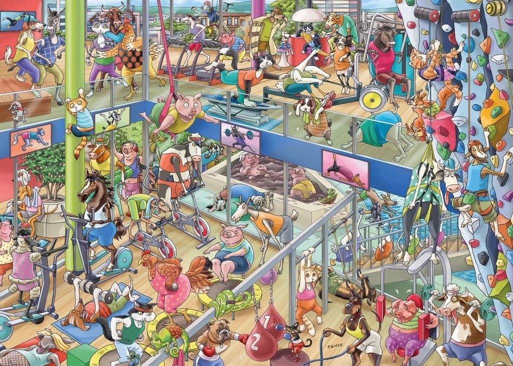 HEYE Puzzle Zvířecí tělocvična 1000 dílků