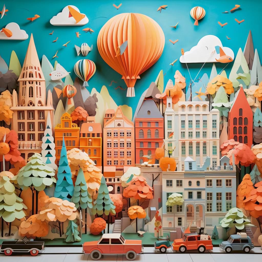 HEYE Čtvercové puzzle Paper - Like: Městská krajina 1000 dílků