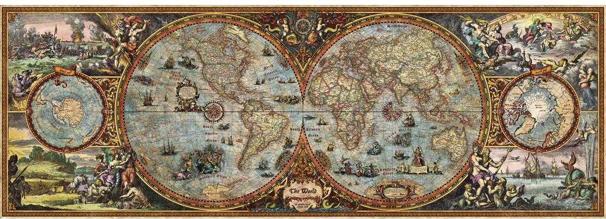 HEYE Panoramatické puzzle Mapa světa (polokoule) 6000 dílků