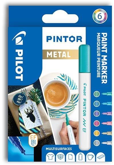 PILOT Pintor Extra Fine Metal - Sada 6 ks extrémně jemných per