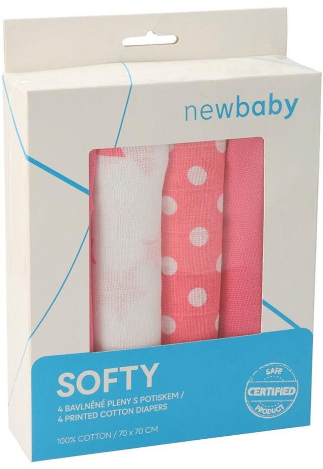 bavlněné, Softy s potiskem 70×70 cm 4 ks růžovo-bílé