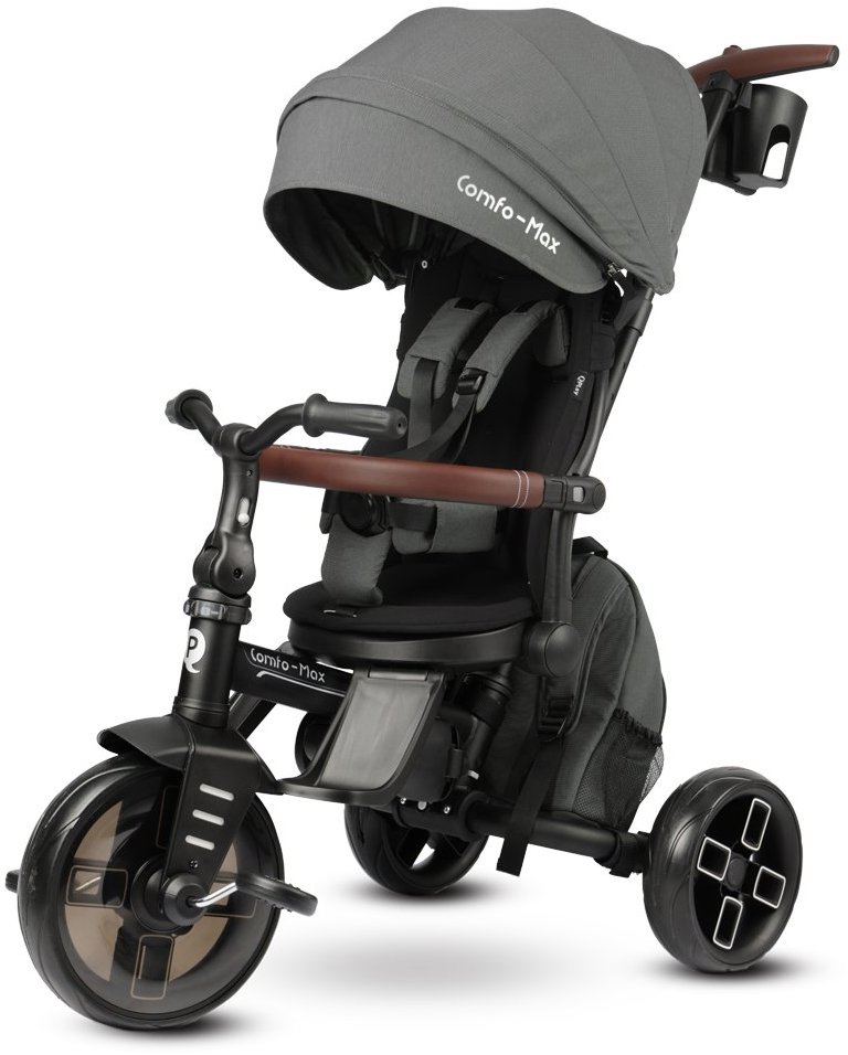 QPLAY Tříkolka Comfo Max Grey, 7v1, věk 10-72 měsíců