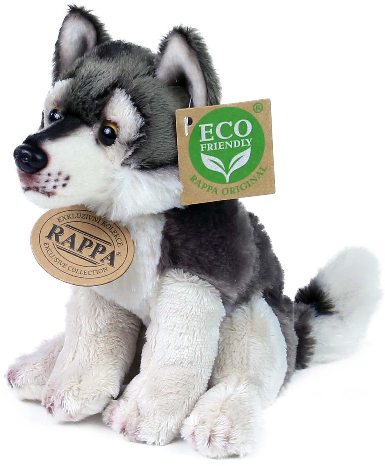RAPPA Plyšový vlk sedící 15 cm, Eco-Friendly