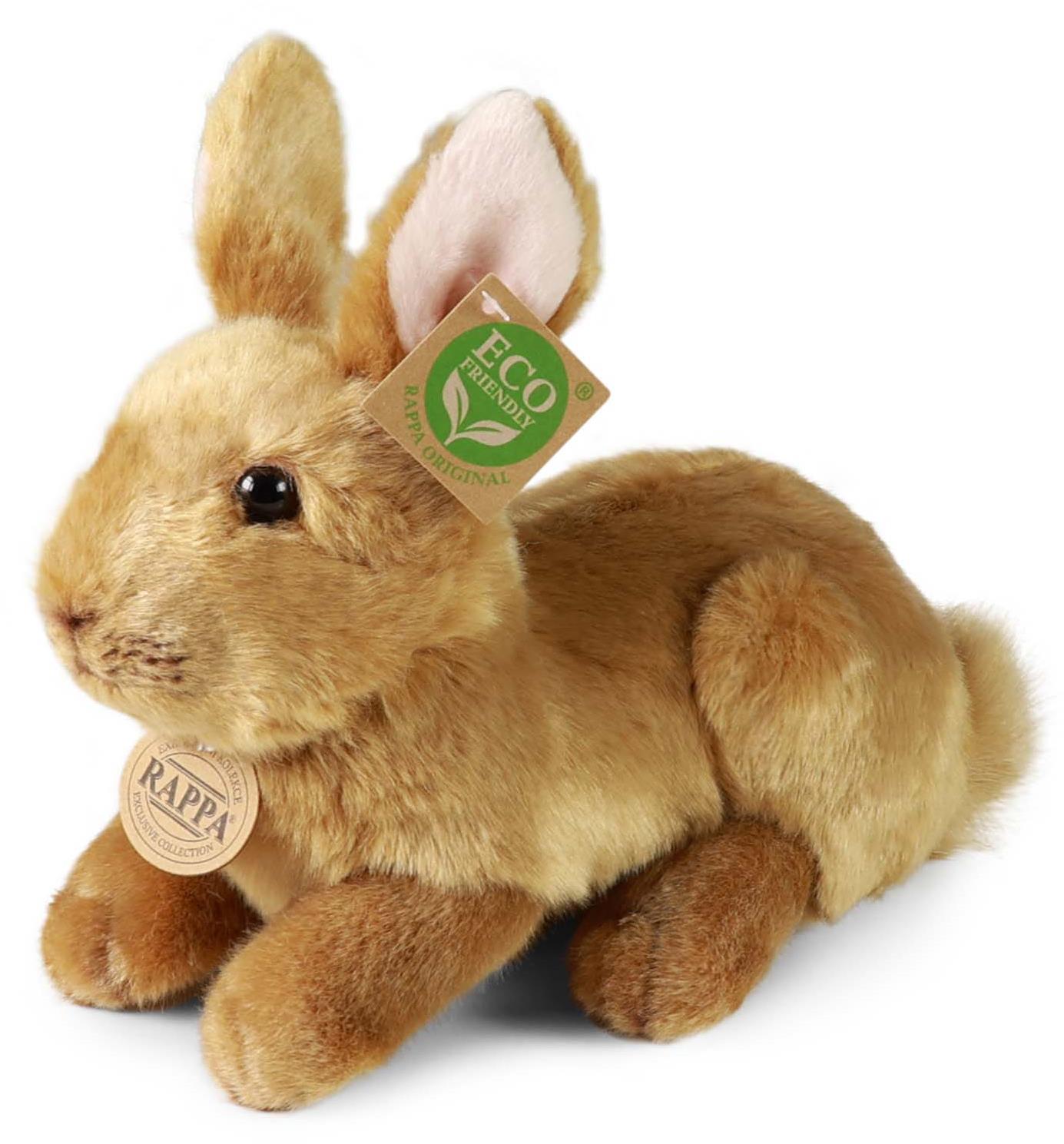 RAPPA Plyšový králík hnědý ležící 23 cm, Eco-Friendly