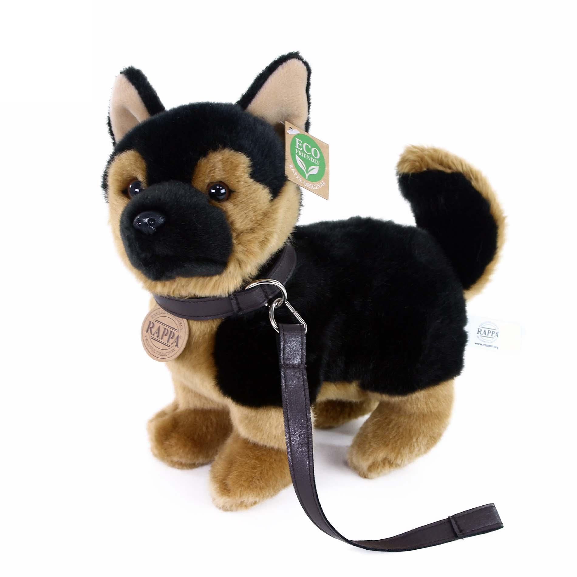 RAPPA Plyšový pes německý ovčák s vodítkem stojící 23 cm, Eco-Friendly