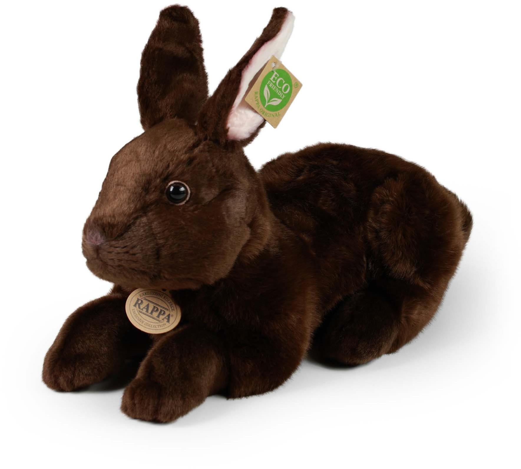RAPPA Plyšový králík hnědý ležící 36 cm, Eco-Friendly