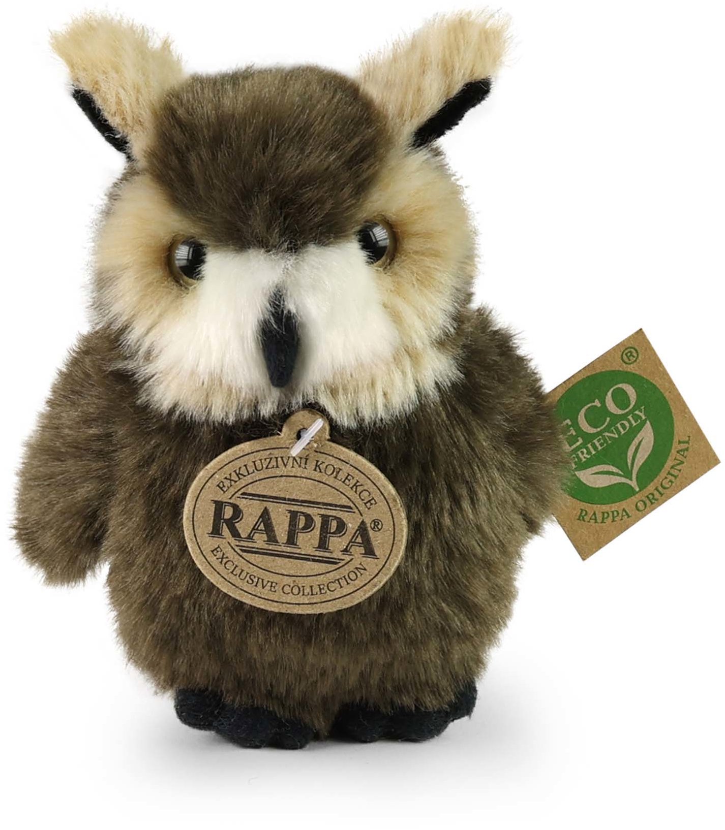 RAPPA Plyšový pták sova/výr 13 cm, Eco-Friendly