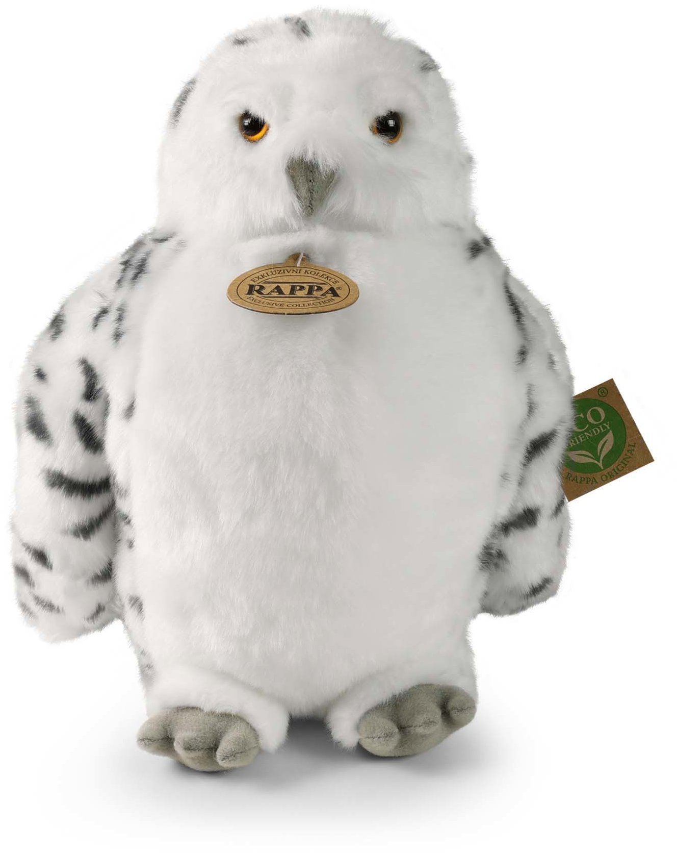 RAPPA Plyšová sova/sovice sněžná s otáčející hlavou 28 cm, Eco-Friendly